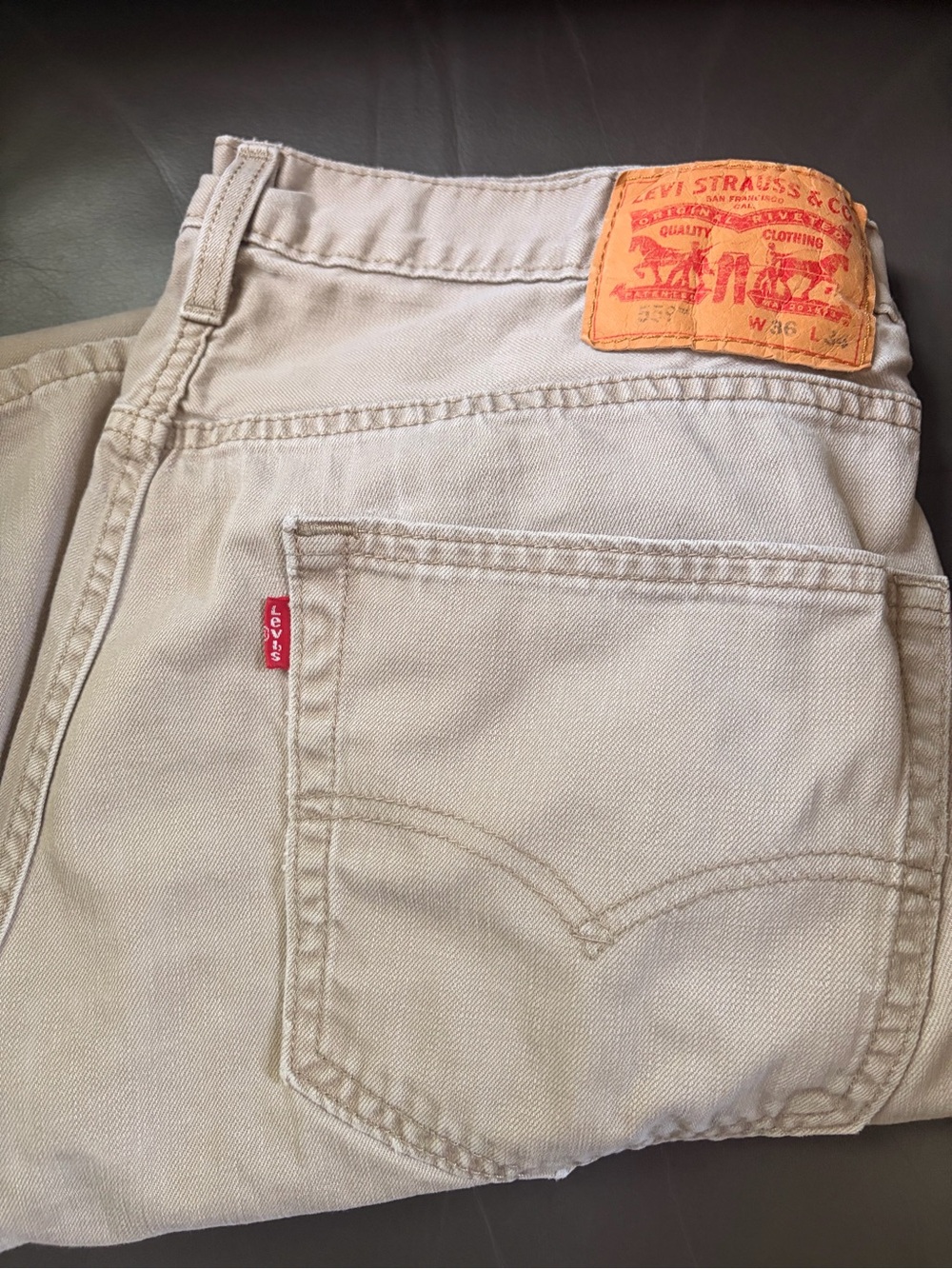 Levi's Vintage 558 Men's Beige/Tan Jeans - Classic Straight Fit 36x34